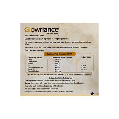 GLOWRIANCE SUGAR FREE ORANGE FLAVOUR Chewable Tablet 10's - Supplements-Vam