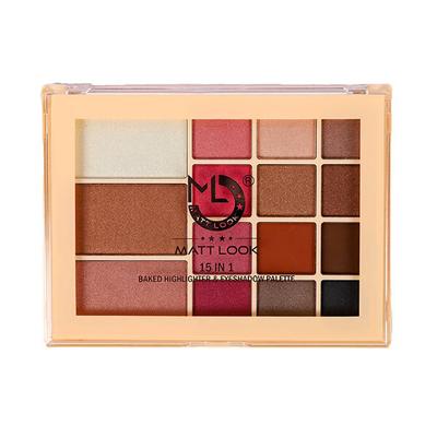 Matt Look 15 in 1 Baked Highlighter & Eyeshadow Palette, Face Makeup, Multicolor - 2 33.6 gm - Face Palettes