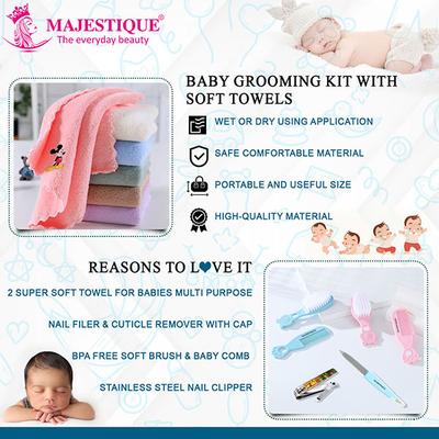 Majestique Baby Grooming kit with Soft Towels for Newborns & Toddlers - 6Pcs/Multicolor 1's - Baby Grooming