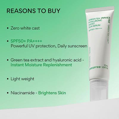 Innisfree Green Tea Hyaluronic Moist Sun Serum SPF 50+ Pa++++ 25 ml - Body Sunscreen