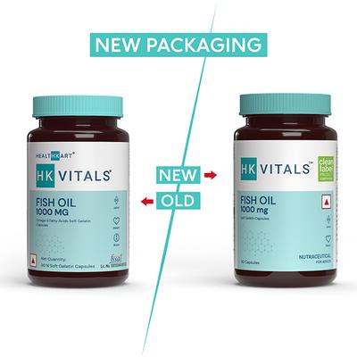 HK Vitals Fish Oil Capsule for Men and Women (1000Mg Omega 3 with 180Mg Epa and 120Mg Dha) 90 Omega 3 Fish Oil Capsules 1's - Omega Fish Oil Fatty Acids