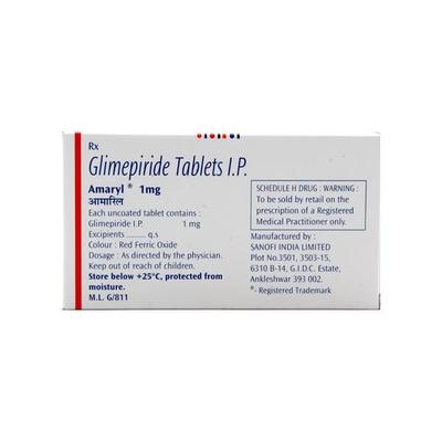 Amaryl 1mg Tablet 30'S - Diabetes-Ant