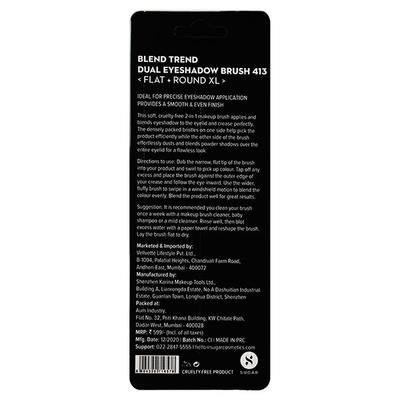 SUGAR Cosmetics Blend Trend Dual Eyeshadow Brush - 413 Flat + Round Xl 1's - Eyeshadow, Bases & Primers