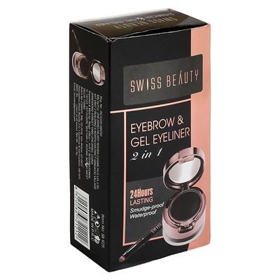Swiss Beauty 2 In 1 Eyebrow and Gel Eyeliner 24 Hr Lasting Smudge Proof Waterproof- (SB-925) 3gm + 4gm 2's - Eyeliners