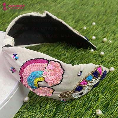 Majestique Beaded Embroidery Hair Bands, Hand Made Headband Accessories For Girls, Women 1's - Hair Clips/Bands
