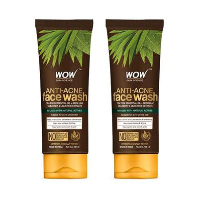 WOW Skin Science Anti Acne Face Wash Pack of 2 200 ml - Face Washes