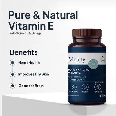 Miduty Pure & Natural Vitamin E Veg Softgels 30's - Multi-Vitamins