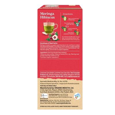 Organic India Tea Bags- Moringa Hibiscus 25's - Green/Herbal Teas