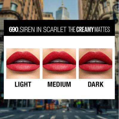 Maybelline New York Color Sensational Creamy Matte Lipstick, 690 Siren in Scarlet 3.9 gm - Lipsticks