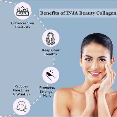 Inja Wellness Beauty Collagen For Skin, Hair & Nails, with Vit C, Glutathione,Biotin & More -Lychee Flavour 125 gm - Hair & Skin