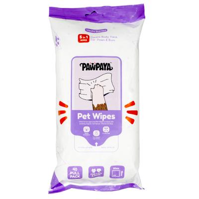 Pawpaya Pet Wipes Pull Pack 20 x 18 cm 40's - Pet Grooming