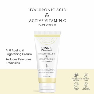Globus Naturals Hyaluronic Acid & Vitamin C Face Cream 100 ml - Face Moisturizers