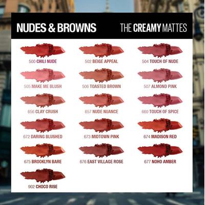 Maybelline New York Color Sensational Creamy Matte Lipstick, 660 Touch of Spice 3.9 gm - Lipsticks