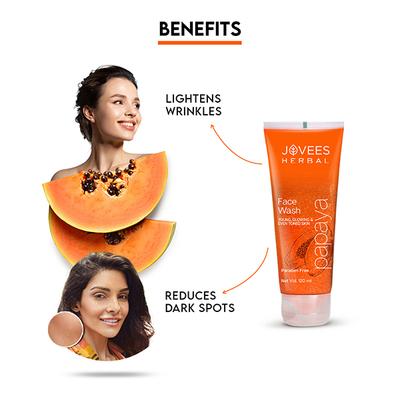 Jovees Herbal Papaya Face Wash for All Skin Types and Paraben & Alcohol Free 120ml - Face Wash & Cleansers