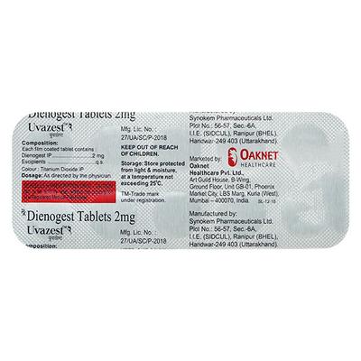 Uvazest 2mg Tablet 10'S - Contraception-Ora