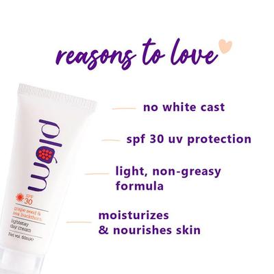 Plum Grape Seed & Sea Buckthorn LightStay Day Cream - SPF 30 PA++ 60 ml - Face Creams