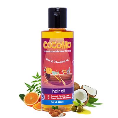 Cocomo Natural 12 in 1 Hair Oil For Kids Coconut Argan Jojoba Neem Tea Tree and Other Natural Oils 200 ml - Hair Oils