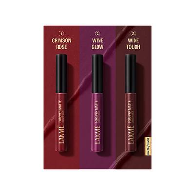 Lakme Liquid Lipstick Trio- Wine Whisper, Forever Matte, Light-Weight 3's - Liquid Lipsticks