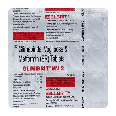 GLIMIBRIT MV 2mg Tablet 15's - Diabetes-Ant