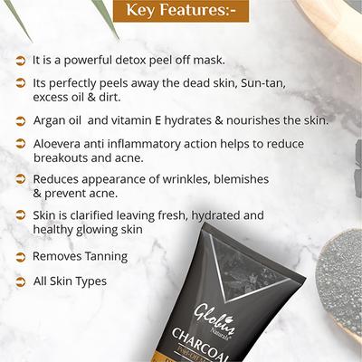 Globus Naturals Charcoal Peel Off Mask (Pack of 3) 300 gm - Masks & Peels