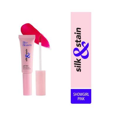 Blue Heaven Silk & Stain Lip Tint Showgirl Pink with Jojoba Oil & Vitamin E 8ml - Lip Stains & Tints