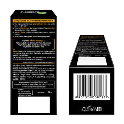 Garnier Men PowerWhite Anti-Pollution Brightening Moisturiser 50 gm - Face Moisturizers