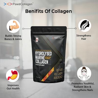 PawaCollagen Hydrolysed Marine Collagen Dietary Supplement Powder (Pack of 15s x 5 gm) - Hair & Skin