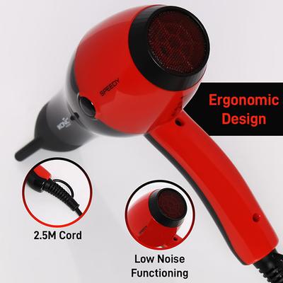 Ikonic Professional Speedy Hair Dryer - Black & Red - Hair Dryers
