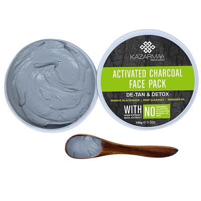 Kazarmaa Activated Charcoal Face Pack With Neem & Basil 150 gm - Face Packs