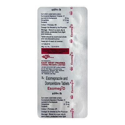 ESOMEG D Tablet 10's - Ulcer/Reflux/Flatulence-Aaa