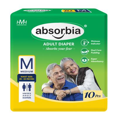 Absorbia Adult Diaper (M) 10's - Adult Diapers & Pads