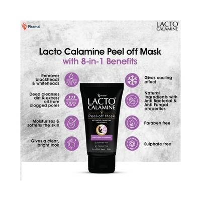 Lacto Calamine Peel Off Mask with Activated Charcoal and Vitamin E deep pore cleansing - No Parabens No Sulphates 120gm 2's - Masks & Peels