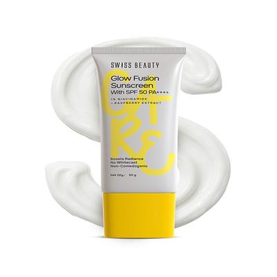 Swiss Beauty Care Glow Fusion Sunscreen SPF 50 PA++++, 1% Niacinamide & Raspberry Extract 50 gm - Face Sunscreen