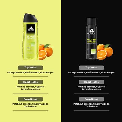 Adidas Pure Game Deodorant Spray 150ml + 3-In-1 Shower Gel 400ml 2's - Men Deodorants/Roll-Ons