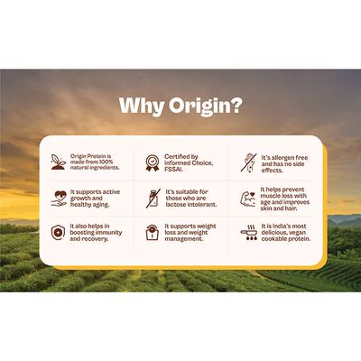 Origin Nutrition Vegan Protein Powder - Vanilla Flavour 780 gm - Protein Drink