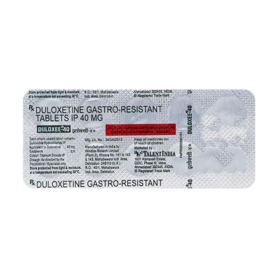 Duloxee 40mg Tablet 10'S - Depression-Ant