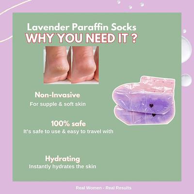 House of Beauty Lavender Paraffin Foot Socks Reusable For Home Pedicure For Smooth Feet (1Pair) 1's - Foot Creams & Lotions