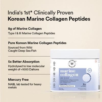 Wellbeing Nutrition Korean Marine Collagen Peptides - Blueberry Mint 120 g - Hair & Skin