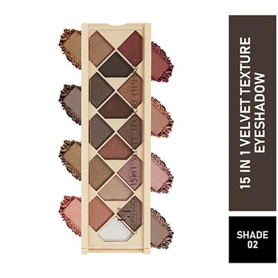Half N Half 15 in 1 Velvet Texture Eyeshadow, Multicolour Palette - 02 12 gm - Eye Shadow Palettes