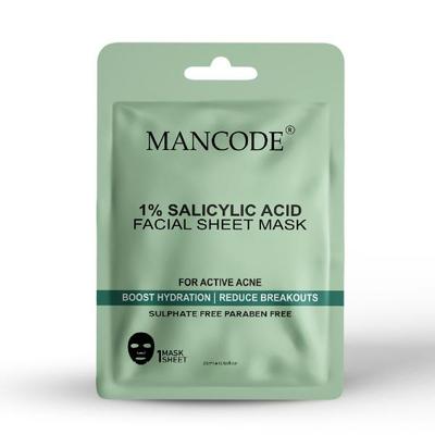 Mancode 1% Salicylic Acid Facial Sheet Mask For All Skin Types 25 gm - Face Mask