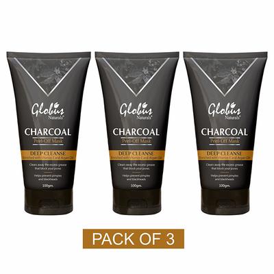 Globus Naturals Charcoal Peel Off Mask (Pack of 3) 300 gm - Masks & Peels
