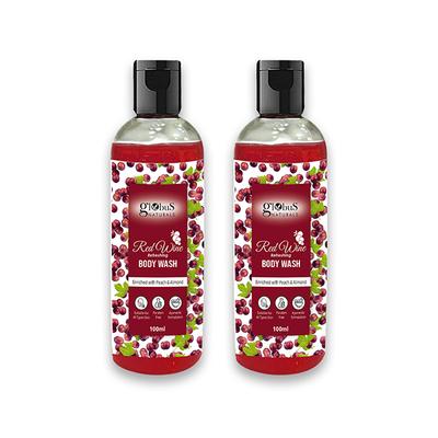 Globus Naturals Red Wine Refreshing Body Wash Enriched with Peach and Almond, Suitable for All Skin Type,100ml each 2's - Creams, Lotions & Oils