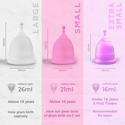 Pee Safe Reusable Menstrual Cup with Medical Grade Silcone for Women - Extra Small 1's - Menstrual Cups