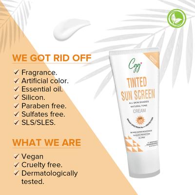 CGG Cosmetics Tinted Sunscreen Cream SPF 45 Broad Spectrum PA+++ Protection 50 gm - Bb & Cc Creams