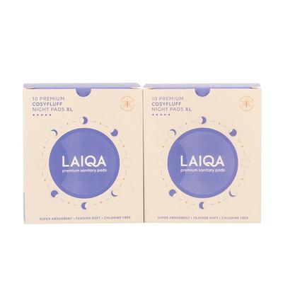 LAIQA Premium Cosyfluff Night Pads XL (Pack of 2 X 10) - Sanitary Napkins