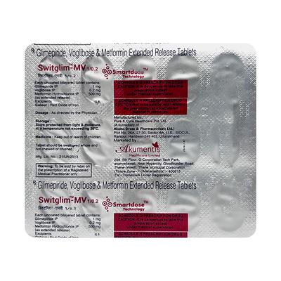 SWITGLIM MV 1/0.2 Tablet 15's - Diabetes-Ant