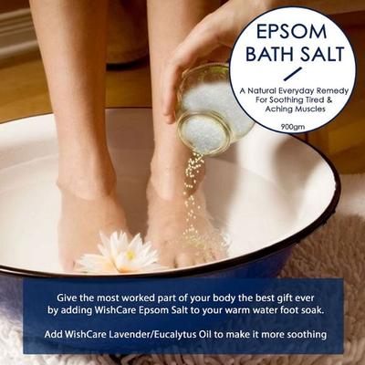 WishCare Pure Epsom Bath Salt - Bath Salts for Calming & Relaxing Body Muscles 950 gm - Bath Salts