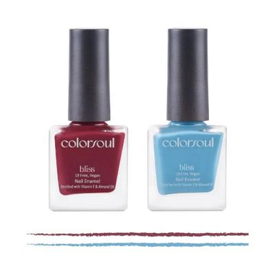 Colorsoul Bliss Vegan Nail Enamel, Candy Floss, Icey Blue, B04, B20 (Pack of 2 x 8 ml) 1's - Nail Polish