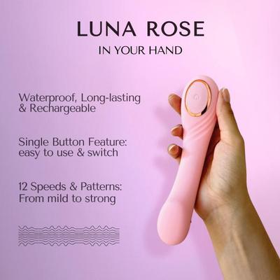 Libertee Premium Rechargeable Massager 12 Modes Rose 1's - Massagers And Vibrators