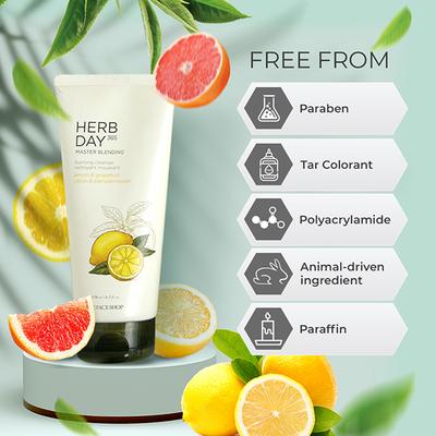 The Face Shop Herb Day 365 Master Blending Foaming Cleanser Lemon & Grapefruit 170ml - Face Scrubs